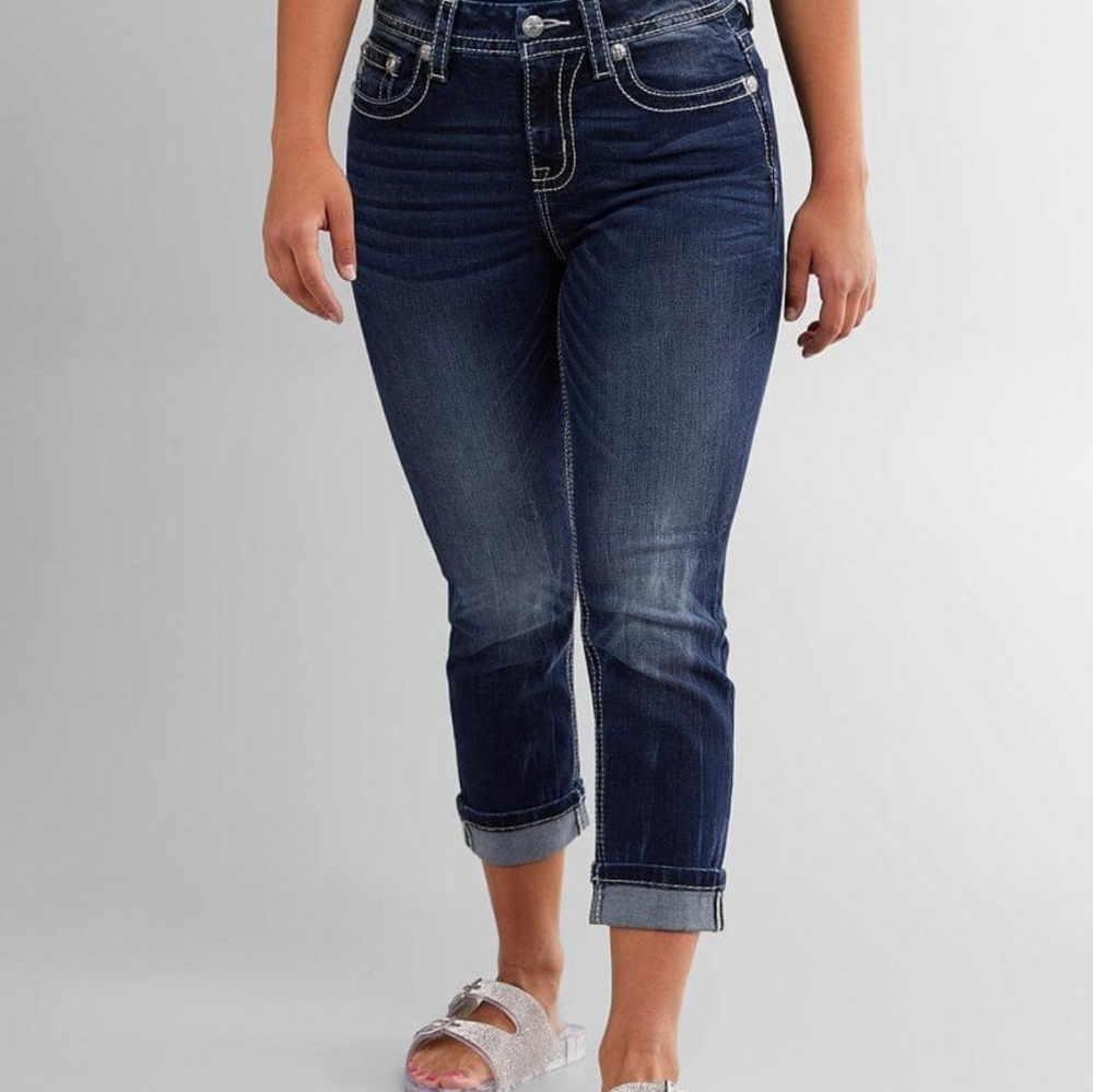 Miss Me Jeans Skinny Leg Capri Flap Pocket Size 26 - Picture 9 of 12